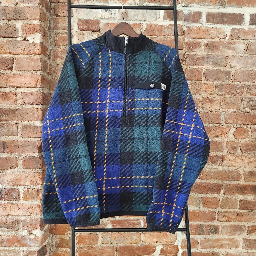 North Face men's half zip plaid fleece